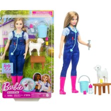 Uravas Store Barbie Çiftlik Veterineri Barbie 65. Yıl Dönümü Kariyer Koleksiyonu Çiftlik Veterineri Bebek ve Kulakları Hareket Eden Kuzu Dahil 10 Aksesuar HRG42