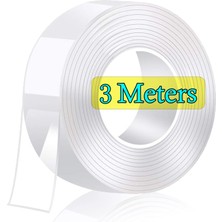 Uravas Store Deluxe Ultra Süper Güçlü Yüksek Mukavemetli Nano Teknolojili Çift Taraflı Doku Şeffaf 3 mt Bant