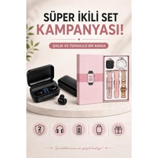 Shopwave Wireless Şarjlı Pembe Akıllı Saat ve Kablosuz Bluetooth Kulaklık Dokunmatik Kontrol