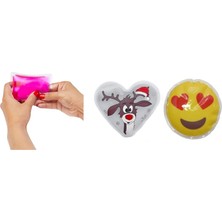 Uravas Store Bosphorus Homi Kalp Emoji Beyaz Geyik Cep Sobası,el Isıtıcı,2 Adet Sıcak Su Torbası Pvc 9cm