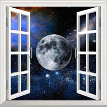 Uravas Store Pencere Poster Duvar Kağıdı Uzay Manzarası 5 Yapışkanlı Sticker