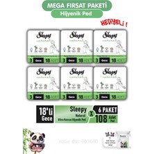 Uravas Store Sleepy Natural Ultra Hassas Hijyenik Ped 18'li Gece x 6 Paket ve Rosıe