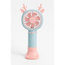 Uravas Store Busstier Geyik Boynuzlu Mini El Fanı, 20 cm Taşınabilir Şarjlı Masaüstü Fan, Tek Kademeli Hız, Kompakt Fan Tasarımı, 7 cm Çaplı Vantilatör, USB Şarjlı, Çocuklar Için Uygun