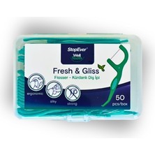 Uravas Store Stopever Fresh & Gliss Kürdanlı Diş Ipi (50 Adet) | Nane Aromalı | Diş Arası Temizliği, Ağız Hijyeni ve Günlük Kullanım Için Ideal | Plastik Kutulu ve Taşıma Kılıflı Hediyeli