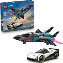 Uravas Store LEGO City Jet, Arabaya Karşı 60489 – 6 Yaş ve Üzeri Erkek ve Kız Çocuklar Için Pilot ve Sürücü Minifigürleri Içeren Yaratıcı Oyuncak Araba Yapım Seti, Çocuklar Için Eğlenceli Hediye Fikri (259 Parça)