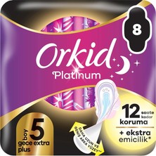 Uravas Store Orkid Platinum Gece Ekstra Plus (Boy 5) 8 Adet Hijyenik Ped
