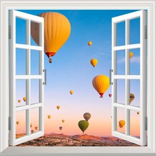 Uravas Store Pencere Poster Duvar Kağıdı Kapadokya Balon Yapışkanlı Sticker