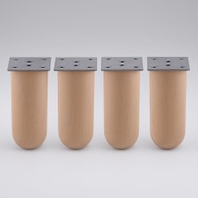 Uravas Store Bohem 4 Adet Doğal Ahşap 15 cm Silindir Ayak Set Mobilya Koltuk Kanepe Sehpa Masa Ayağı Ayakları