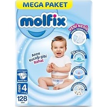 Uravas Store Molfix Mega Paket Bebek Bezi, Beden 4, 7-14 Kg, 116+12 Adet, Bantlı, Kalın Teknolojili, Hızlı Emici