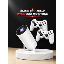 Shopwave Projeksiyon Cihazı Video Oyun Konsolu Projektör Taşınabilir Ayaklı Çift Kollu 4K Çözünürlüklü