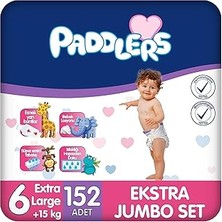 Uravas Store Paddlers Bebek Bezi 6 Numara X-Large (15+ Kg) 152 Adet – Ekstra Jumbo Set