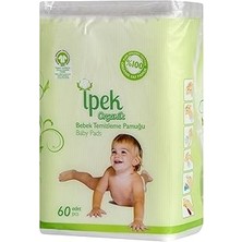 Uravas Store Ipek Organik Bebek Temizleme Pamuğu -%100 Organik Saf Pamuk - Gots Sertifikalı ve Antialerjik - 60 Adet