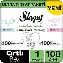 Uravas Store Sleepy Natural Double Soft Ultra Fırsat Paketi Bebek Bezi 1 Numara Newborn 100 Adet