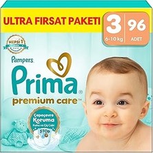 Uravas Store Prima Bebek Bezi Premium Care 3 Numara 96 Adet Ultra Fırsat Paketi