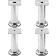 Uravas Store Tablalı Krom 4 Adet Metal 12 cm Gümüş Mobilya Ayağı Koltuk Kanepe Dayanıklı Tv Ünite Ayağı Ayakları