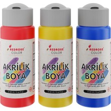 Uravas Store Red Rose Kırmızı, Mavi, Sarı Akrilik Boya 3'lü Set 3X60 ml