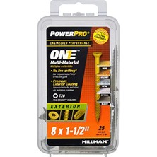Uravas Store Hillman Power Pro Premium One Çok Malzemeli Düz Başlı Vidalar, Epoksi Kaplı Çelik, Ahşap, Metal, Beton, Alçıpan ve Plastik, Bronz, # 25 Vida Kutusu