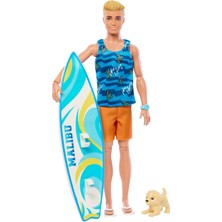 Uravas Store Barbie Sörf Tahtası ile Ken Bebek, Bükülebilir Sarışın Barbie, Havlu Gibi Temaya Uygun Aksesuarlarıyla Ken Plaj Bebeği, HPT50