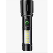 Uravas Store Wellhise 603 USB Şarjlı Yüksek Güç Spot Uzun LED El Feneri Zumlanabilir Ultra Parlak Acil Aydınlatma Feneri
