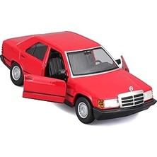 Uravas Store Bburago Mercedes 190E (1987): 1:24 Ölçeğinde Model Araba, Hareketli Kapılar, Kırmızı (18-21103B)