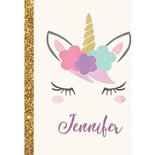 Uravas Store Jennifer: Jennifer Unicorn Personalized Black Paper Sketchbook For Girls And Kids To Drawing And Sketching Doodle Taking Note Marble Size 8.5 x 11