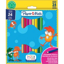Uravas Store Paper Mate Çocuk Boya Kalemi Önceden Kesilmiş Renkli Kalemler, Renk Çeşitliliği, 24 Kalem