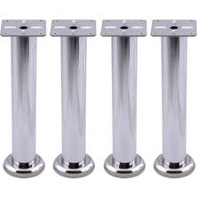 Uravas Store Tablalı 4 Adet Metal 20 cm Krom Gümüş Mobilya Ayağı Koltuk Kanepe Dayanıklı Tv Ünite Ayağı Ayakları