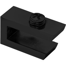 Uravas Store BADEM10 Cam Tutucu Ahşap Raf Tutucu Cam Etejeri Metal U Tipi Mat Siyah Metal Vidalı (4 Adet)
