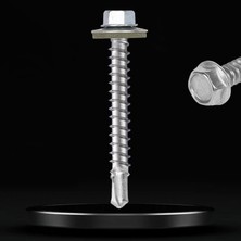 Uravas Store BADEM10 Trapez Çatı Vidası 5.5X60 mm Paket 100 Adet Matkap Uçlu Sac Akıllı Vida Çatı Panel Metal Ağaç Vidası