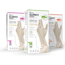 Uravas Store Reflex Slimfit Copolymer Tek Kullanımlık Eldiven 100’LÜ Paket – Gıda Uyumlu, Pudrasız, Lateks Içermez, Gıda Hazırlama, Temizlik ve Servis Için Dayanıklı Eldiven (1, Krem, M)