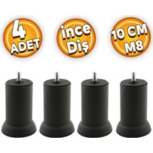 Uravas Store BADEM10 Mobilya Metal Kanepe Baza Koltuk Destek Ayağı M8 Civata Siyah Metal Ayak 10 cm (4 Adet)