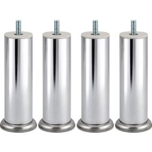 Uravas Store Krom Gümüş 4 Adet Metal 15 cm Mobilya Ayağı Modern Koltuk Kanepe Ayak Tv Ünite M8 Civatalı Ayakları