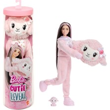 Uravas Store Barbie Cutie Reveal Bebek ve Aksesuarları, Yumuşak Dostlar Serisi Kuzucuk, Renk Değişimi ve Mini Evcil Hayvan Dahil 10 Sürpriz, JJP66