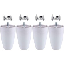 Uravas Store 4 Adet Oval Plastik Ayak 12 cm Beyaz Mobilya Sehpa Kanepe Koltuk Ayağı Baza Ayakları Aparat Dahil