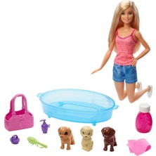 Uravas Store Barbie Bebek ve Aksesuarları - 3 Yavru Köpekli Oyun Seti, Hayvancıklar Için Küvet ve Aksesuarlar GDJ37