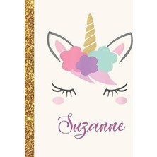Uravas Store Suzanne: Suzanne Unicorn Personalized Black Paper Sketchbook For Girls And Kids To Drawing And Sketching Doodle Taking Note Marble Size 8.5 x 11