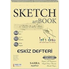 Uravas Store Sahra A4 Spiralli Eskiz Defteri – 50 Yaprak, 90 gr Ince Dokulu Ivory Kağıt Sketchbook