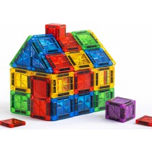 Uravas Store Manyetik Yapı Blokları - 64 Parça Seyahat Tipi Mini Bloklar Metal Saklama Kutulu Çanta Boy Renkli