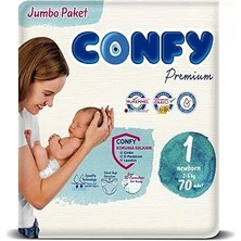 Uravas Store Confy Premium Yenidoğan Bebek Bezi 1 Numara | 2-5 kg | 70 Adet | Ekonomik Paket