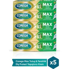Uravas Store Corega Max Tutuş & Ferahlık Diş Protezi Yapıştırıcı Krem 40G x 5 Adet 109496-5-1