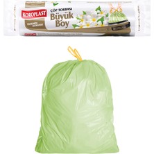 Uravas Store Koroplast Yasemin Kokulu Büyük Boy Büzgülü Çöp Poşeti 10'lu 65X67 Cm, Kolay Bağlanır Kokulu Büzgülü Büyük Boy Çöp Torbası, Sızdırmaz, Yırtılmaz, Geri Dönüştürülebilir Atık Torbası, Güçlü Çöp Poşeti