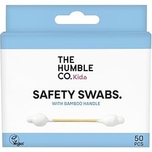 Uravas Store The Humble Co. Cotton Swabs Kids Safety Swabs 50 Pcs Çocuklar Için Emniyetli Kulak Çubuğu Beyaz, Çevre Dostu Pamuklu Kulak Çubukları, Plastik Içermeyen Ambalaj, Doğal Renkli Pamuktan Kulak Çubukları