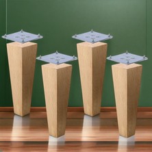 Uravas Store 4 Adet Ahşap Ayak 20 cm Kare Bağlantı Aparatı Dahil Mobilya Koltuk Kanepe Sehpa Masa Ayağı Ayakları