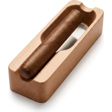 Uravas Store Lüks Doğal Ahşap Tekli Puro Küllüğü - Paslanmaz Metal Hazneli Taşınabilir Puro Standı ve Tablası, Erkekler Için Premium Puro Aksesuarı ve Hediye Seti
