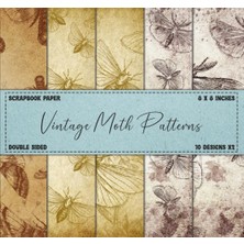 Uravas Store Scrapbook Paper: Vintage Moth Patterns, Double Sided 8 x 8" Designs