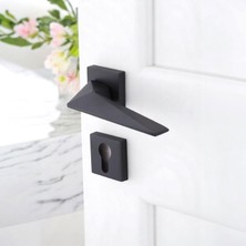 Uravas Store Yıldız Yale Dış Kapı Kolu Siyah Kare Rozetli Sağa Sola Uygun Ev Kapı Kolları Kilitlenebilir 1 Takım
