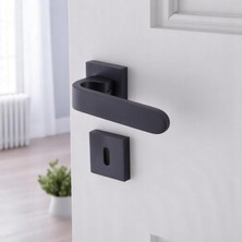 Uravas Store Ay Oda Kapı Kolu Siyah Kare Rozetli Sağa Sola Uygun Iç Dış Ev Kapısı Kolları Kilitlenebilir 1 Takım