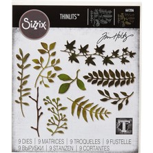 Uravas Store Sizzix Yapraklı Dal, Çelik, Zweig Mit Blättern, 10.8cm x 3.8cm - 3.8cm x 3.2cm