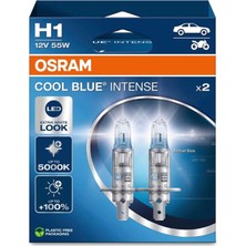 Uravas Store Osram H1 Cool Blue Intense Far Lambası, 12V 55W, 5000K LED Beyaz Işık, 2'li Paket