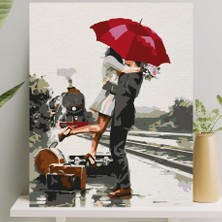 Uravas Store Palmiye Hobi Sanat Sayılarla Boyama Tuval Seti Fırça Boya Dahil (Çıtalı) 40X50 cm - Romantik